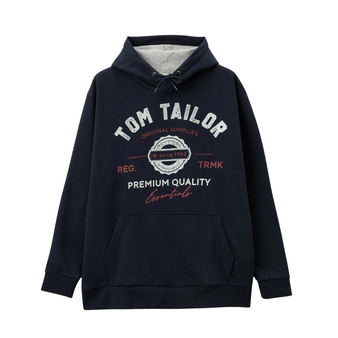 Tom Tailor férfi Hoodie | Sötétkék Mintás
