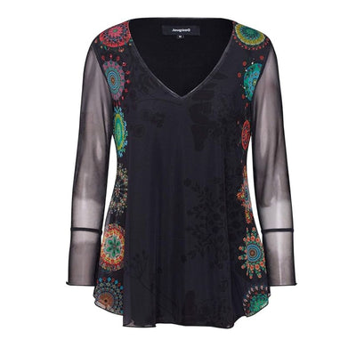 Desigual TS Brule Blúz | Fekete Mintás
