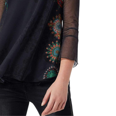 Desigual TS Brule Blúz | Fekete Mintás