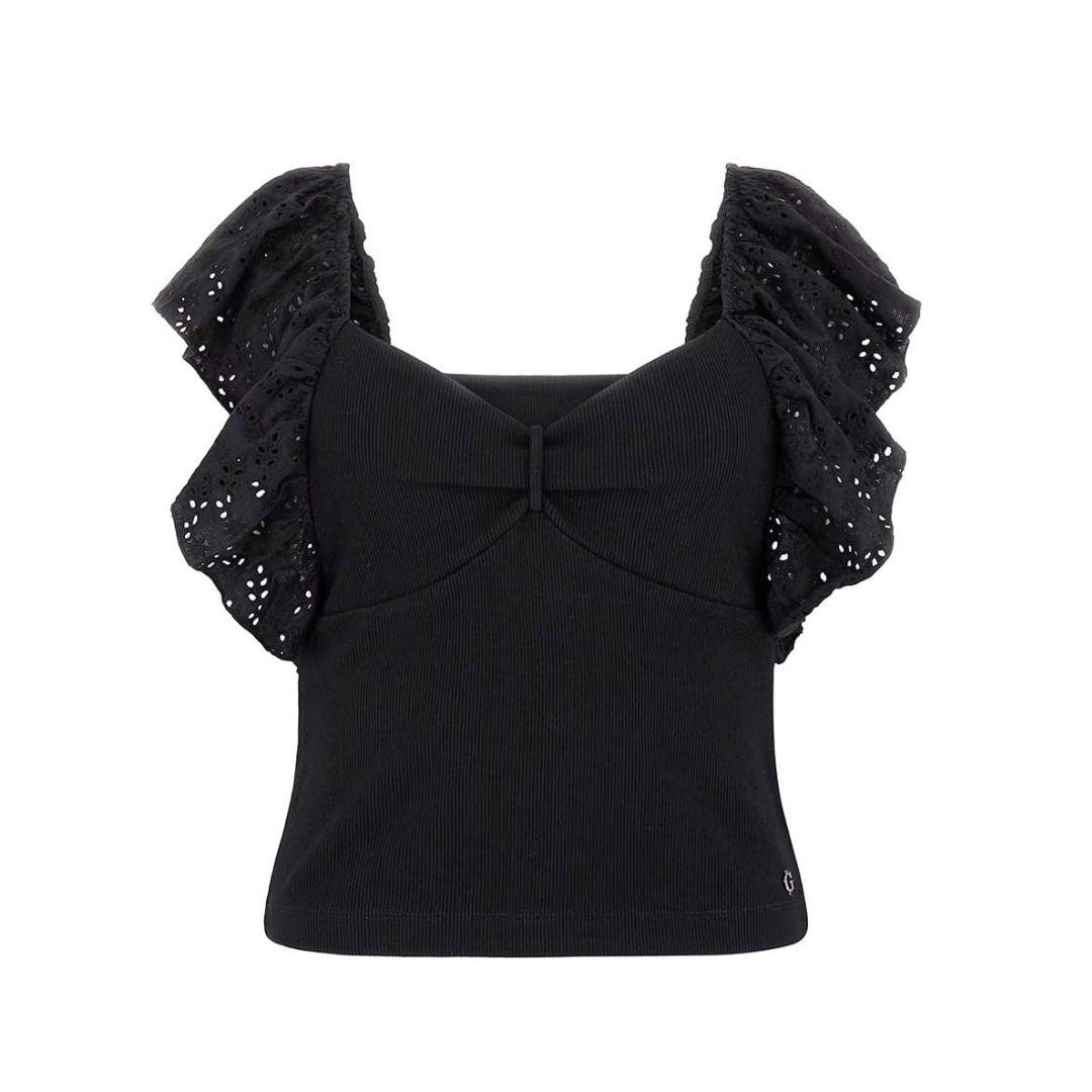 Guess Női Felső Guess Ruffle Slv Raina I Fekete