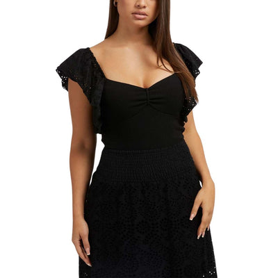 Guess Női Felső Guess Ruffle Slv Raina I Fekete