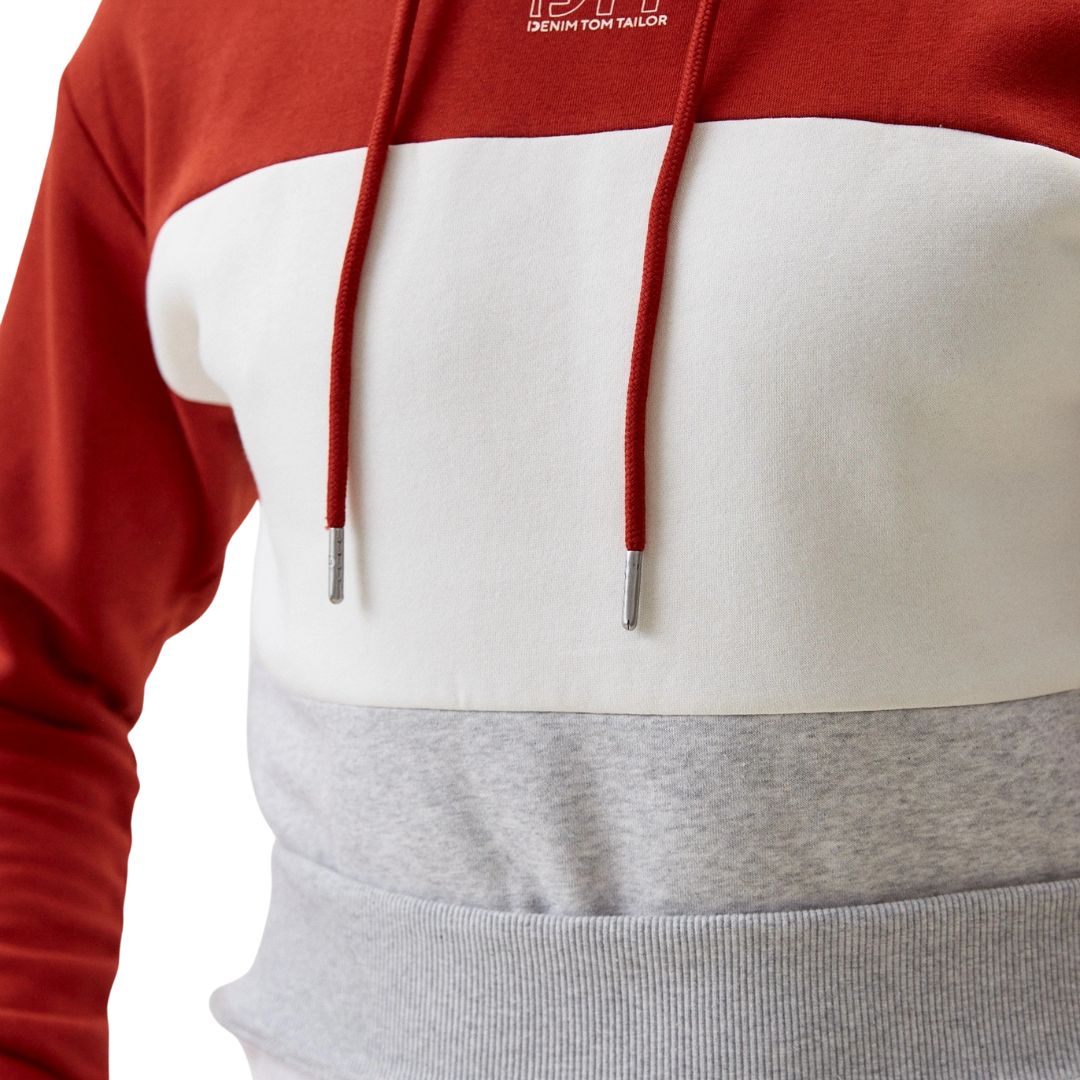 Tom Tailor Férfi Kapucnis Pulóver I Piros