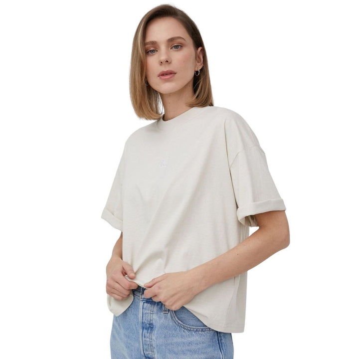 Calvin Klein Rövid Ujjú Oversize Póló | Bézs Feliratos