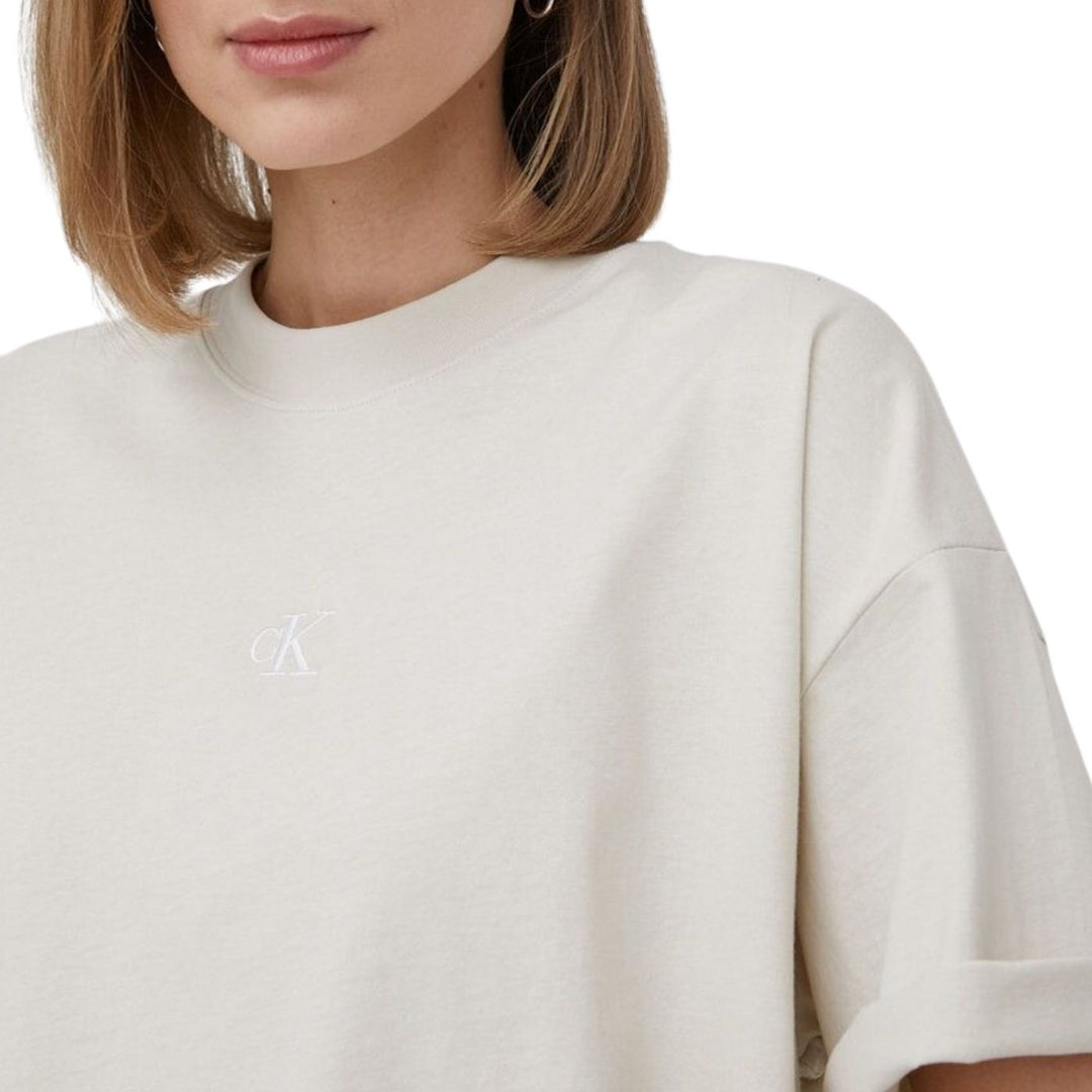 Calvin Klein Rövid Ujjú Oversize Póló | Bézs Feliratos
