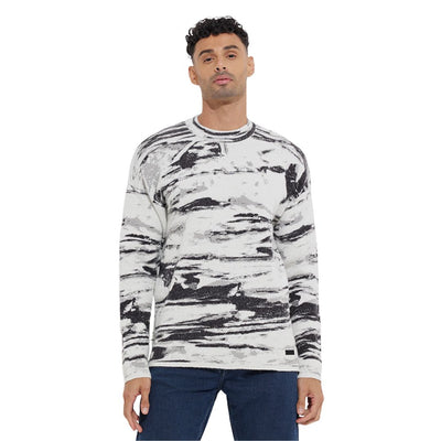 Calvin Klein férfi Abstract Jacquard Pulóver | Fehér Mintás