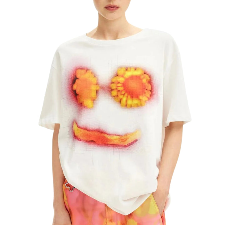 Desigual Női Smile Collina Oversized Póló I Fehér