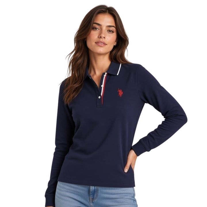 U.S. Polo Assn Női Hoszú Ujjú Pólóing | Sötétkék