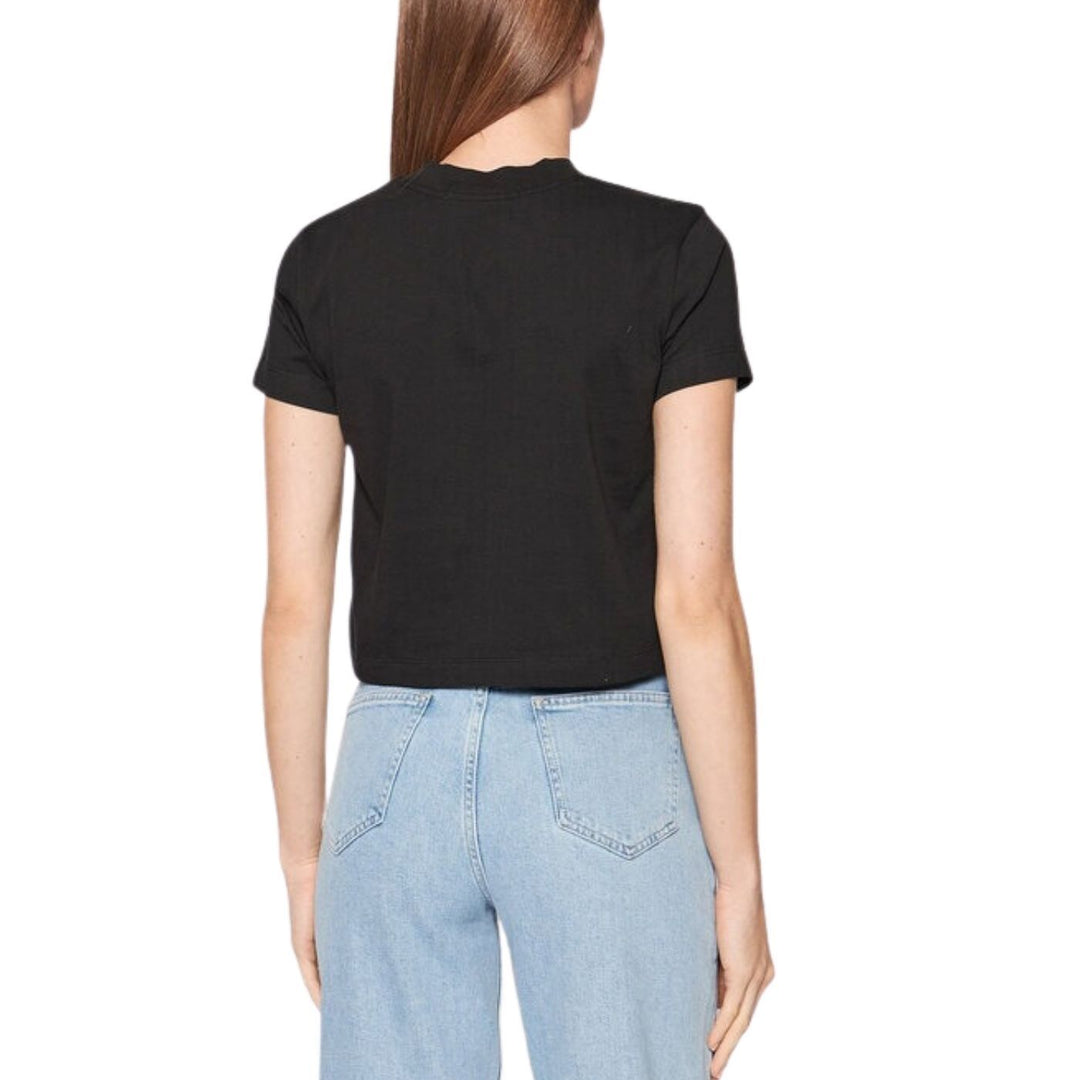 Calvin Klein Rövid Ujjú Crop Póló | Bézs-Fehér Feliratos