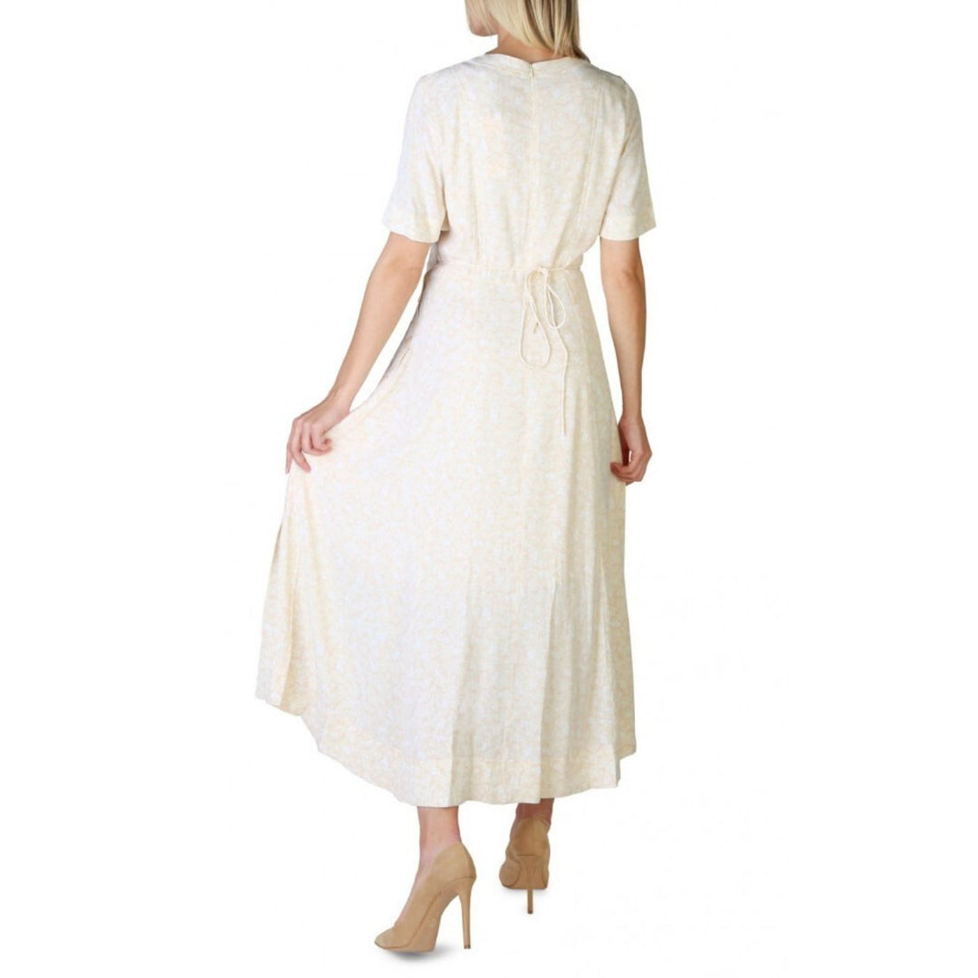 Calvin Klein Rövid Ujjú Maxi Ruha | Bézs Virágos