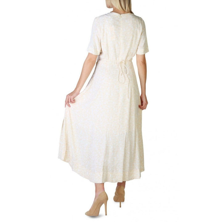 Calvin Klein Rövid Ujjú Maxi Ruha | Bézs Virágos