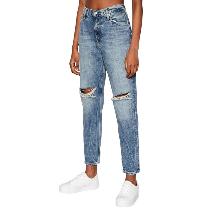 Calvin Klein Szaggatott Mom Jean Farmernadrág | Kék Koptatott