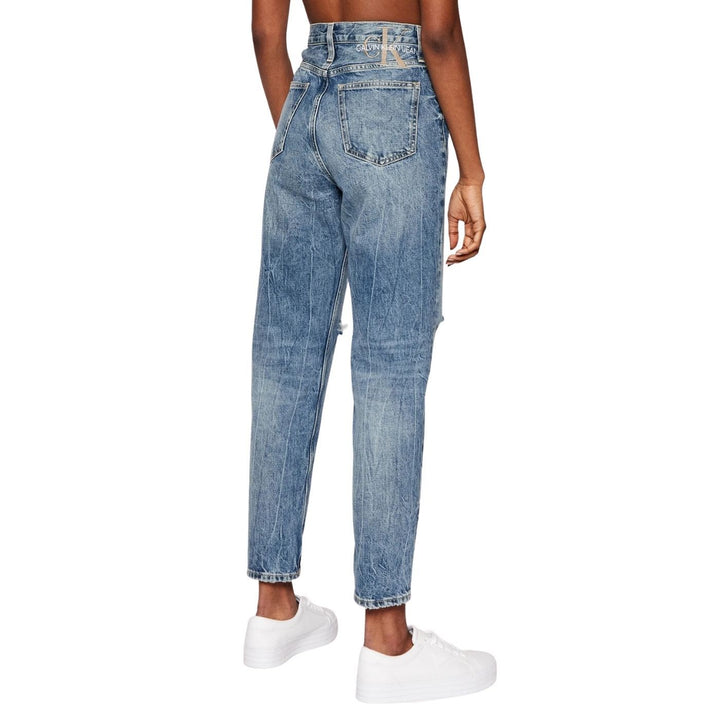 Calvin Klein Szaggatott Mom Jean Farmernadrág | Kék Koptatott