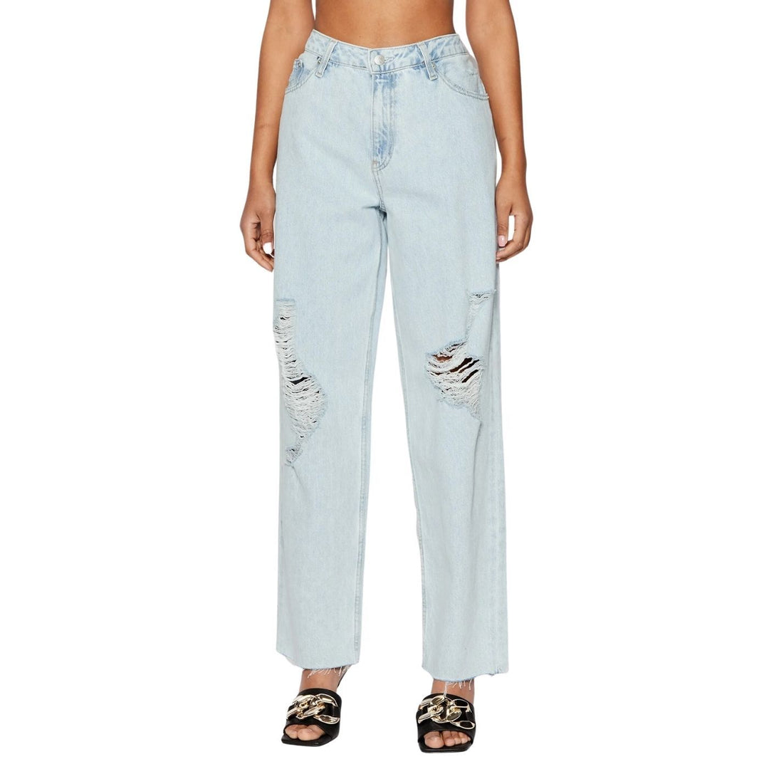 Calvin Klein 90's Straight Szaggatott Farmernadrág | Világoskék