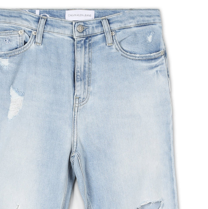 Calvin Klein Szaggatott Mom Jean Farmernadrág | Halványkék