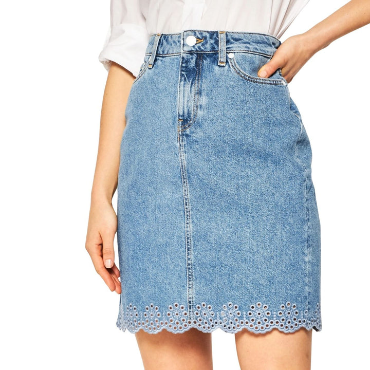 Tommy Hilfiger Rome Straight H | Női Farmerszoknya | Világoskék