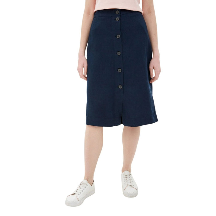 Tommy Hilfiger Linen Tencel KN | Női Gombos Midi Szoknya | Sötétkék