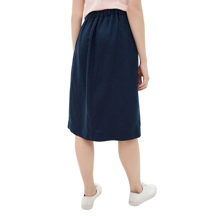 Tommy Hilfiger Linen Tencel KN | Női Gombos Midi Szoknya | Sötétkék