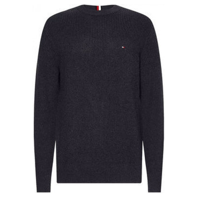 Tommy Hilfiger Rib Texture CRE | Férfi Kötött Pulóver | Sötétkék