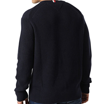 Tommy Hilfiger Rib Texture CRE | Férfi Kötött Pulóver | Sötétkék