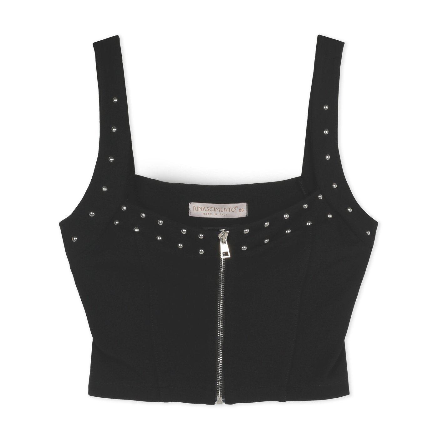 Rinascimento Szegecses Crop Top | Fekete