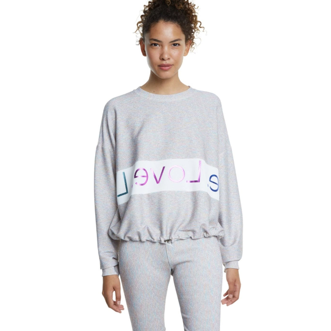 Desigual Sweat Lurex Studio | Szürke Csillogós Pulóver