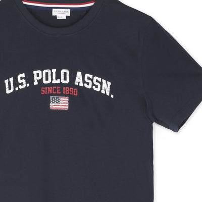 U.S. Polo Assn. Rövid Ujjú Póló | Sötétkék Feliratos