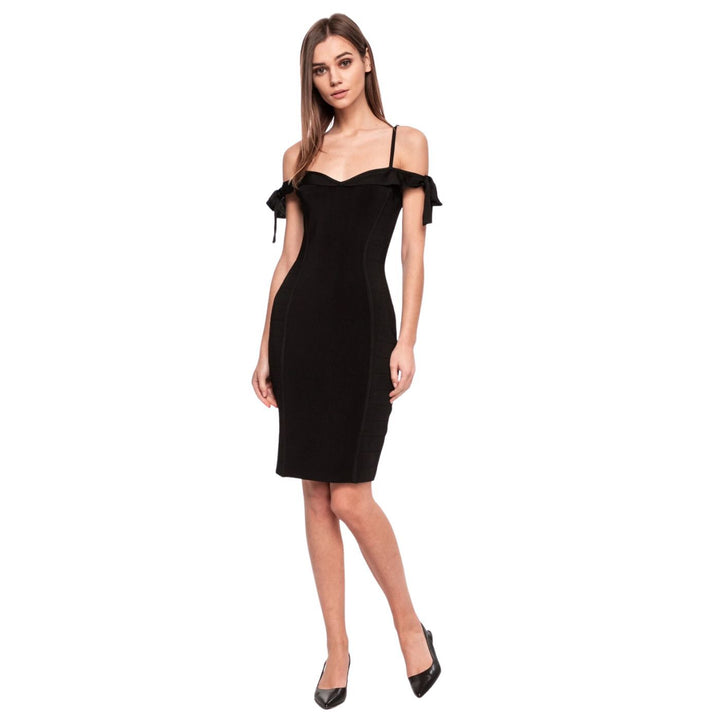 Guess Spagettipántos Midi Ruha | Éjfekete