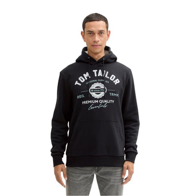 Tom Tailor férfi Hoodie Pulóver | Fekete