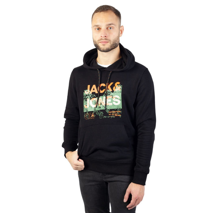 Jack & Jones Kapucnis Pulóver | Fekete Narancssárga Feliratos