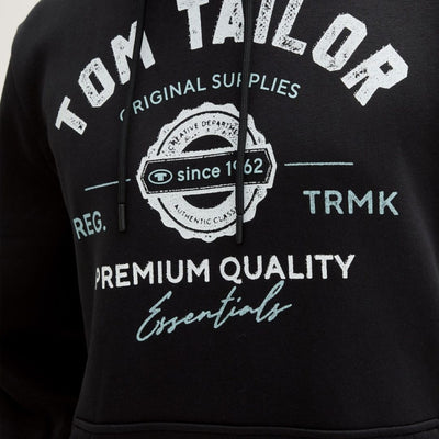 Tom Tailor férfi Hoodie Pulóver | Fekete