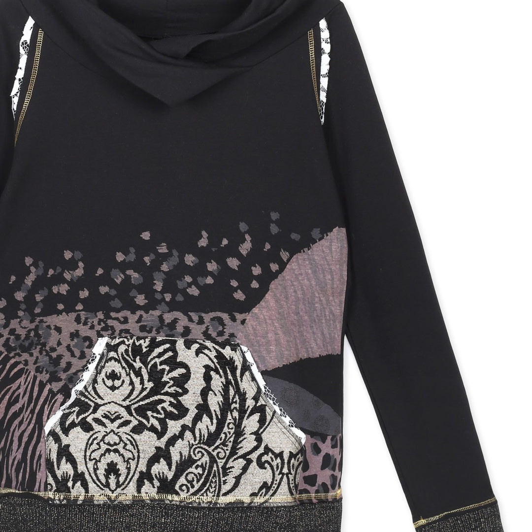 Desigual Sweat Mononoke Pulóver | Fekete Mintás