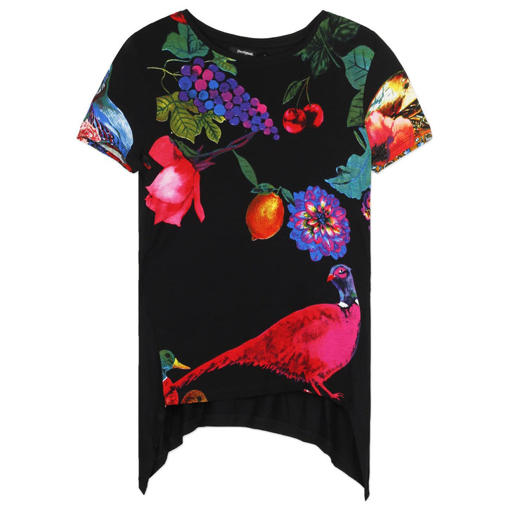 Desigual Vanity Női Rövid Ujjú Felső | Fekete Mintás