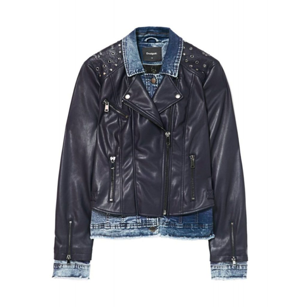 Desigual Beth Eco Bőr-Farmer Dzseki | Sötétkék