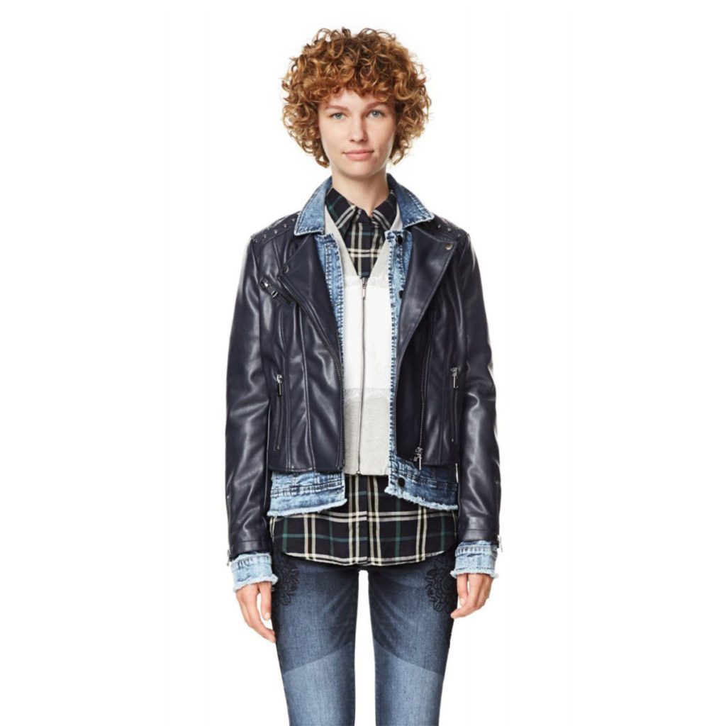 Desigual Beth Eco Bőr-Farmer Dzseki | Sötétkék