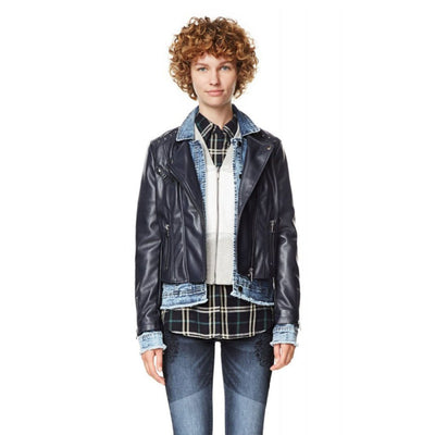 Desigual Beth Eco Bőr-Farmer Dzseki | Sötétkék