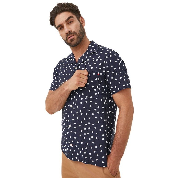 Tommy Hilfiger Rövid Ujjú Pöttyös Ing | Sötétkék