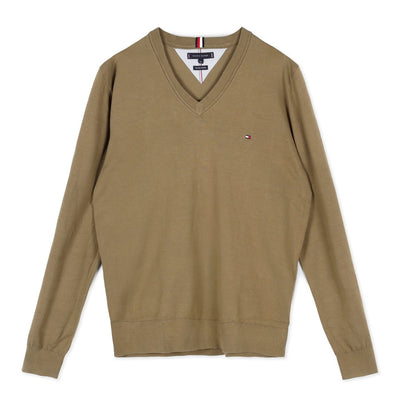 Tommy Hilfiger V-Nyakú Kötött Pulóver | Khaki