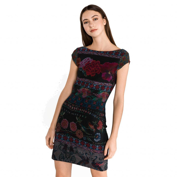 Desigual Monroe Bordázott Ruha | Fekete Mintás