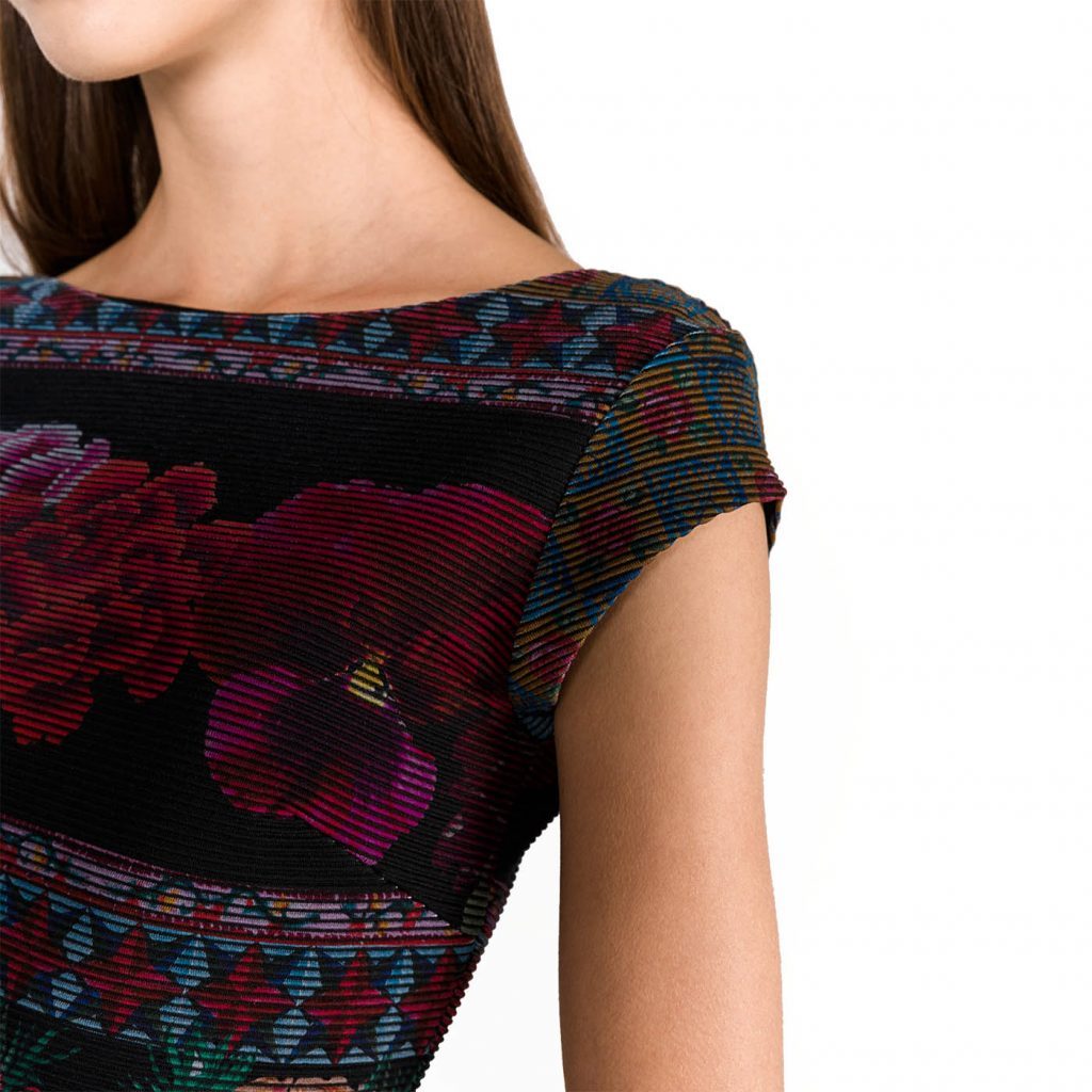 Desigual Monroe Bordázott Ruha | Fekete Mintás