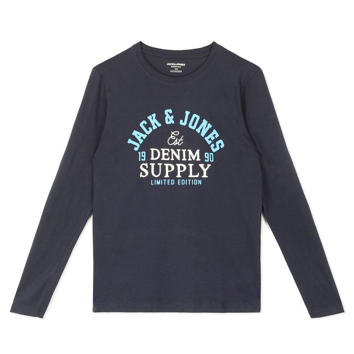 Jack & Jones Logo Tee Hosszú Ujjú Felső | Kék Feliratos