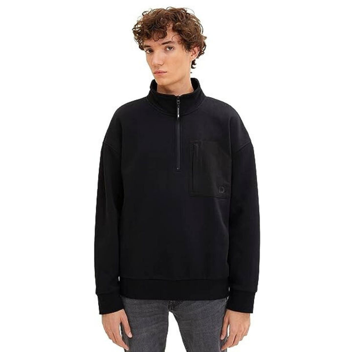 Tom Tailor Relaxed Troyer Pulóver | Fekete