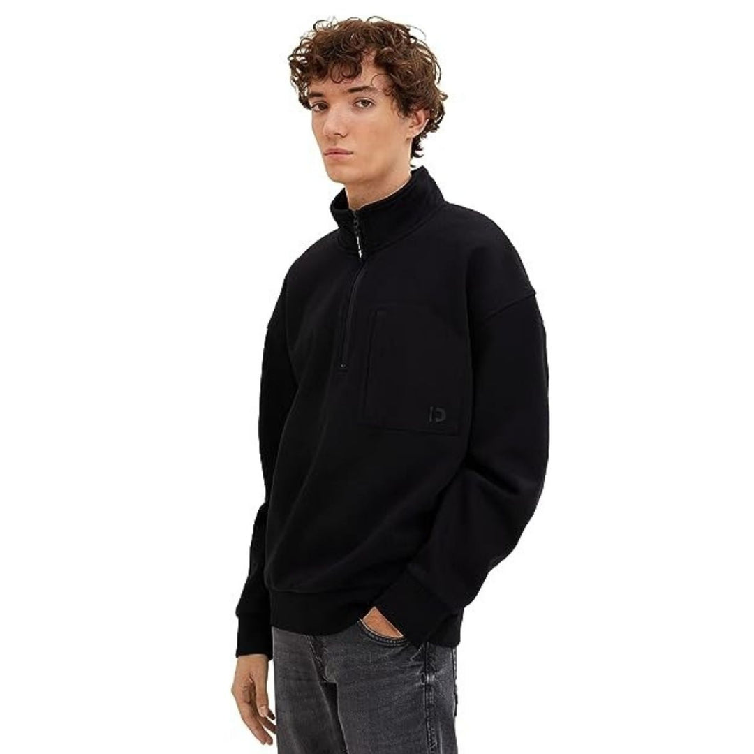 Tom Tailor Relaxed Troyer Pulóver | Fekete