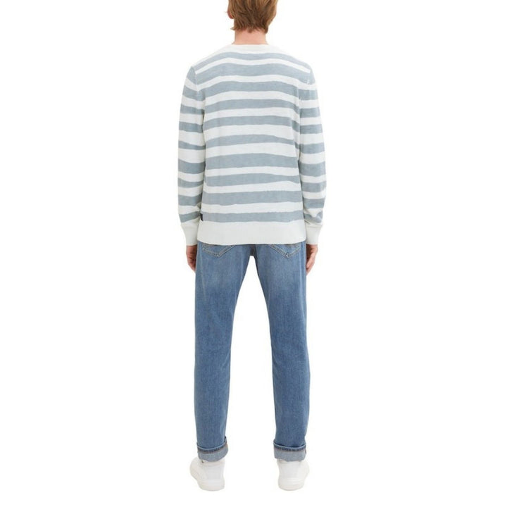 Tom Tailor Printed Stripe Kötött Pulóver | Fakó Zöld Csíkos