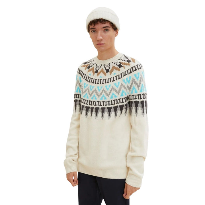 Tom Tailor Jacquard Kötött Pulóver | Világosbézs Mintás