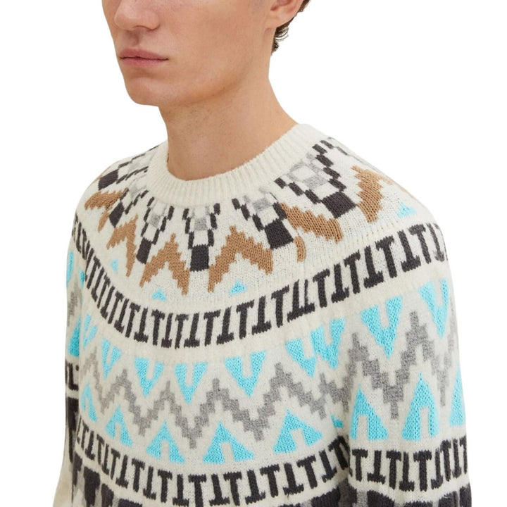 Tom Tailor Jacquard Kötött Pulóver | Világosbézs Mintás