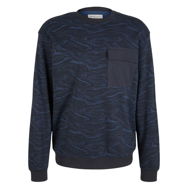 Tom Tailor Mellzsebes Mintás Pulóver | Sötétkék