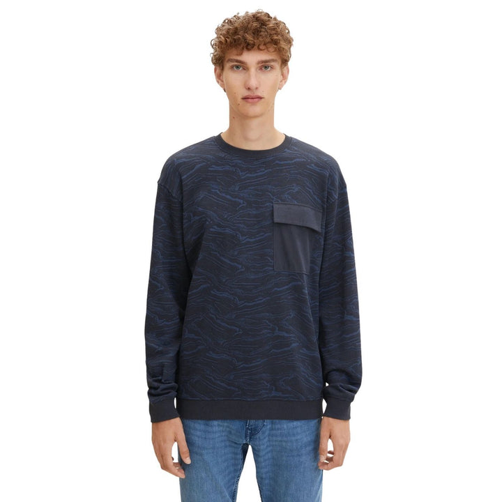 Tom Tailor Mellzsebes Mintás Pulóver | Sötétkék