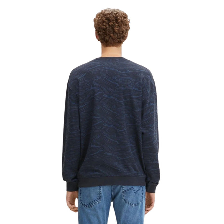 Tom Tailor Mellzsebes Mintás Pulóver | Sötétkék