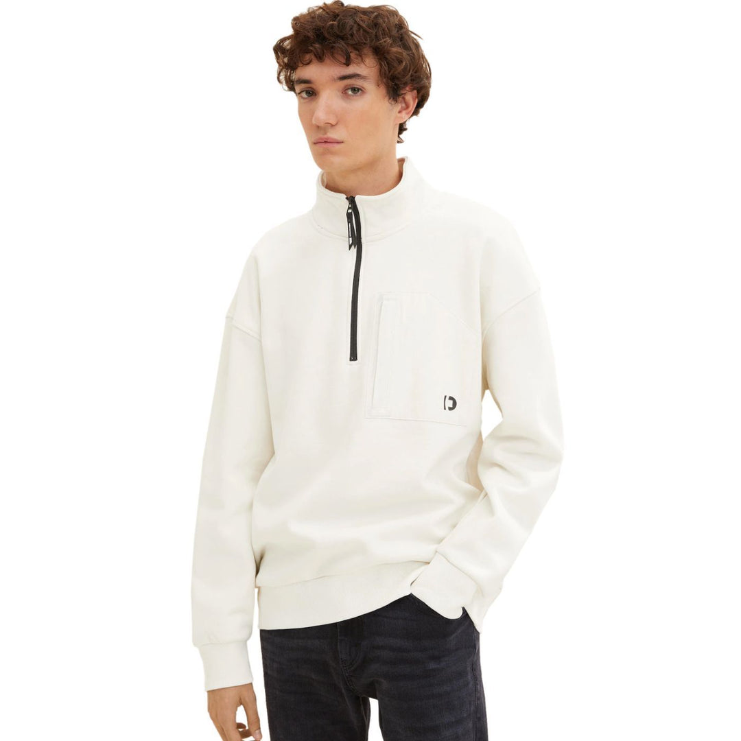 Tom Tailor Relaxed Troyer Pulóver | Fehér