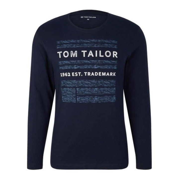 Tom Tailor Feliratos Hosszú Ujjú Póló | Éjkék